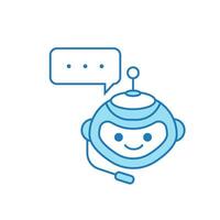 Chatbot Icon or Virtual Assistant Icon Design with Bubble Speech and Headset vector