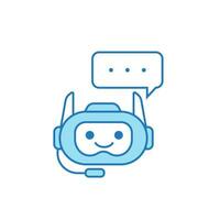 Chatbot Icon or Virtual Assistant Icon Design with Bubble Speech and Headset vector