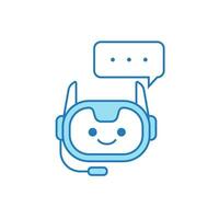 Chatbot Icon or Virtual Assistant Icon Design with Bubble Speech and Headset vector