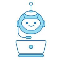 Virtual Assistant or Chat Bot Icon with Laptop and Headset Symbol vector