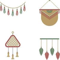 Aesthetic Wall Hanging Decoration Vector Illustration. Pro Vector