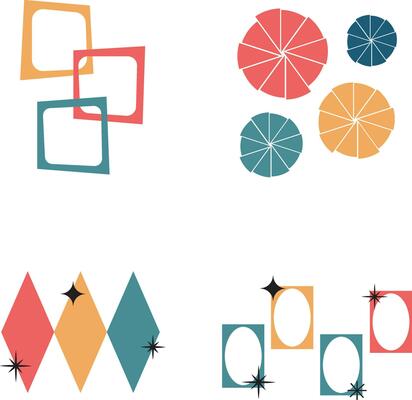 Modern Retro Mid Century Pattern Illustration Collection. Pro Vector