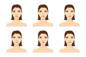 facial masaje esquema, visual masaje guía. antienvejecimiento, levantamiento métodos de esculpir puntada modelo para radiante y multa piel vector