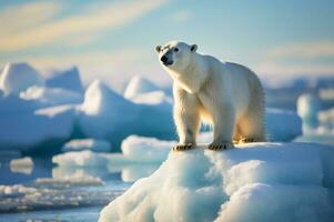 polar oso en iceberg en sus natural habitat en el ártico círculo. ai generado foto