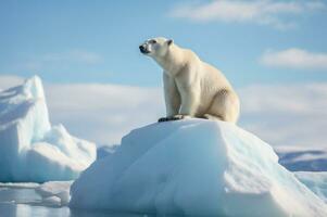 polar oso en iceberg en sus natural habitat en el ártico círculo. ai generado foto