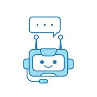 Chatbot Icon or Virtual Assistant Icon Design with Bubble Speech and Headset vector