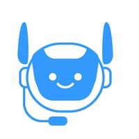 Robotic Assistant Icon with Headset Sign. Robot Chat Bot Icon Design vector