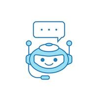 Chatbot Icon or Virtual Assistant Icon Design with Bubble Speech and Headset vector