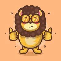 funny lion animal character mascot with thumb up hand gesture isolated cartoon in flat style design vector