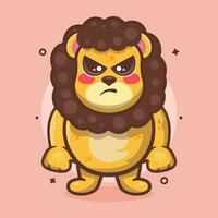 serious lion animal character mascot with angry expression isolated cartoon in flat style design vector