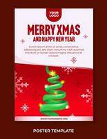Merry Christmas and Happy New Year greeting poster design template vector