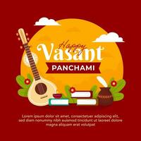 Happy vasant panchami celebration social media post design template vector