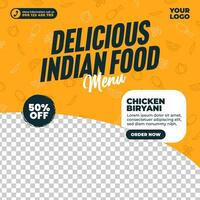 Delicious indian food menu design for social media post and web banner template vector