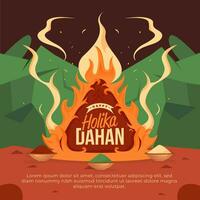 Happy holika dahan design template for social media post vector