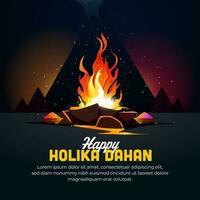 Happy holika dahan design template for social media post vector