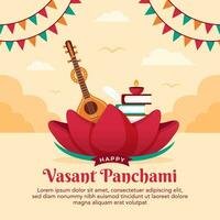Happy vasant panchami celebration social media post design template vector