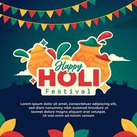 Happy holi festival design template for social media post vector