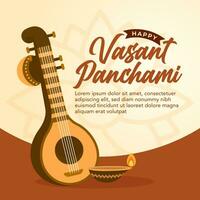 Happy vasant panchami celebration social media post design template vector