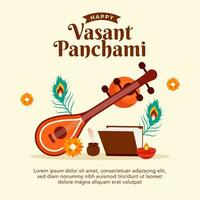 Happy vasant panchami celebration social media post design template vector