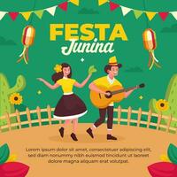 Festa Junina illustration for social media post design template vector