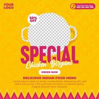 Delicious indian food menu for social media post and web banner template vector