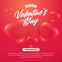 Happy Valentine's Day social media post template with Beautiful ornament of glass love vector