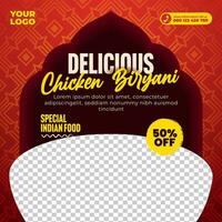 Delicious indian food menu for social media post and web banner template vector