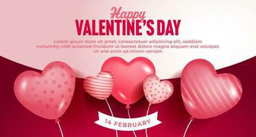 Happy valentine's day banner template with beautiful ornament of love vector