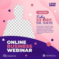 Online business webinar social media live post template design vector