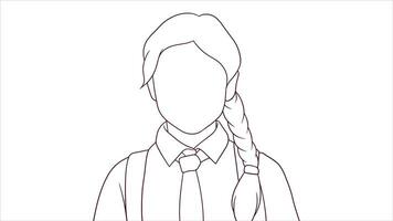 Happy Young Student Wearing Uniform, hand drawn style vector illustration