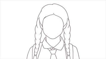 Energetic Schoolgirl in Uniform, hand drawn style vector illustration