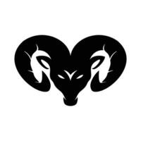 goat head logo design. horned animal sign and symbol. vector