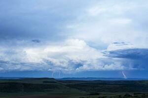 Lightning from clouds to ground photo