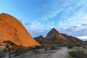 Early morning light on granite rock photo