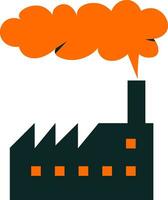 factory smoke flat illustration, full color icon vector