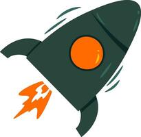 rocket flat illustration, full color icon vector