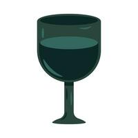 stemmed glass flat illustration, full color icon vector