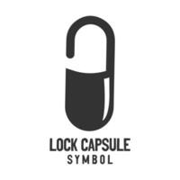Simple Minimalist Capsule Pill Lock Padlock for Medicine Pharmacy Secret Security icon Illustration vector