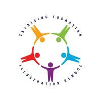 Circle Circular Abstract Human Skydiving Formation Symbol for Club Community Teamwork Unity United vector