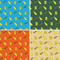 Seamless Beer Pattern Motif Outline Line Style Bundle Set Background Design vector