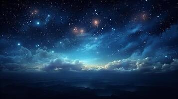 Cloudscape with Foggy Clouds at Night photo