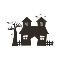 Haunted House Silhouette Illustration Isolated In White Background vector