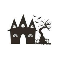 Haunted House Silhouette Illustration Isolated In White Background vector