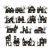 Haunted House Silhouette Illustration Isolated In White Background vector