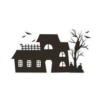 Haunted House Silhouette Illustration Isolated In White Background vector