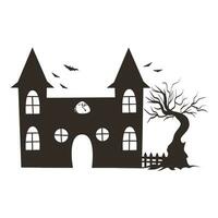 Haunted House Silhouette Illustration Isolated In White Background vector