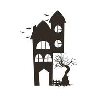 Haunted House Silhouette Illustration Isolated In White Background vector