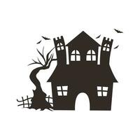 Haunted House Silhouette Illustration Isolated In White Background vector