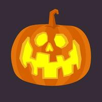 Halloween carved pumpkin vector illustration. Jack O Lantern fun character.