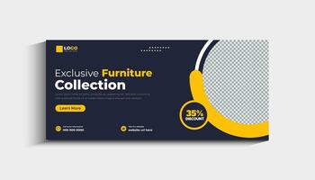 Modern Furniture Sale Social Media Cover or Web Banner Template vector